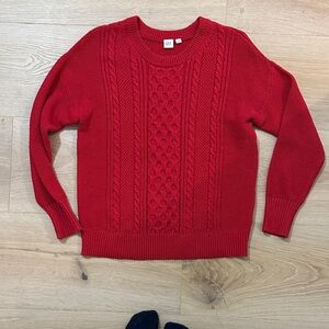 GAP Scarlet Cable Knit Crew Neck Sweater